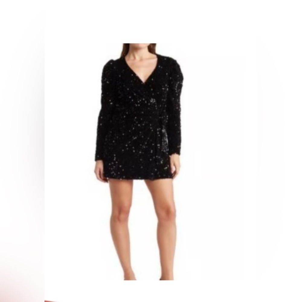 Lush Black Sequin Long Sleeve Dress